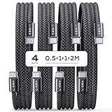 LISEN 60W USB C Kabel, [4er Pack, 0,5M 1M 1M 2M] USB C auf USB C Kabel Set, PD 3.0 Schnellladekabel USB C für iPhone 16 Ladekabel,Switch 2,iPhone 15, Samsung Galaxy S25, Pixel, MacBook Air 17, iPad
