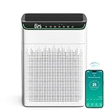 MERONTE Luftreiniger für Zuhause, großer Raum bis zu 1690 ft² mit PM 2,5 Luftqualitätsmonitor, WiFi- und Alexa-kompatibel, doppelseitiger Lufteinlass für Rauch und Geruch, 1 Packung + 4 Modi