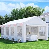 Devoko Pavillon 4x8,Partyzelt 4x8 Wasserdicht Stabil,Pavillon mit 560g/m² PE-Plane,Metall Gestell Gartenzelt,UV-Schutz 50+Große Luxus Hochzeitszelt Festzelt,Zelt Weiß