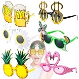 UGBO Party Brillen Lustige Brille Hawaiian Tropical Sonnenbrillen Partybrille Set Kostüm Party Sonnenbrille für Strand Thema Dekoration Party Zubehör Foto Requisite 6 Paar