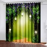 Wycian Lamellenvorhang Makramee Vorhang Fenster Lila Grün 2 Er Polyester Blumen und Baum H214 X B137Cm für Schlafzimmer