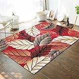 Xiaosua Teppich Kurzflor180x250CM Bett Teenager mädchen Vintage-Blatt-Teppich rot vorraum XXL Langer Flur