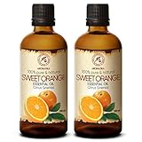 Orangenöl - Reine Ätherisches Orangenöl 2 x 100ml - 200 ml- Brasilien - Orangen Öl für Guten Schlaf - Raumduft - Duftlampe