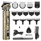 Apiker Haarschneidemaschine Set Profi, Haarschneider Herren mit 9 Führungskämme, Barttrimmer Herren, Schnurloser Haartrimmer, Nasenhaartrimmer, Körperhaartrimmer 6 in 1, USB Aufladbar, LED Anzeige