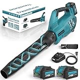 Traumheim Akku Laubbläser, 5-Gang Kabelloser Elektrischer Laubbläser mit 2X 4.0Ah/21V Batterien, 1200m³/h Akkus Kabellos laubbläser für Garten, Laub, Staub & Schnee, Gelb