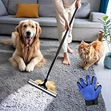 Okköbi Carpet Rake - Fellfeger Besen – Pet Hair Remover für Teppich & Möbel – Gummibesen mit Stiel – Hundehaare Entfernen – Teppich Bürste für Tierhaare – Fellfeger für Teppiche & Böden