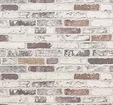 ERISMANN Brix 6703-10 Vinyl-Tapete, Ziegelstein-Effekt, geprägt, strukturiert, Grau