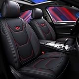 Universal Autositzbezug Full Set wasserdichte PU Leder Auto Sitzkissen Schutz for Audi A3 / A4 / A5 / A6 / A8 / Q3 / Q5 / RS4 (Black+red line)