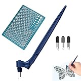 Craft Cutting Tools,Edelstahl Bastelmesser Set,Craft Schneidwerkzeuge für DIY Handwerk mit 3 Ersatzklingen,A4 Schneidematte und 1 Schneidestift,Handwerkszeug Set,Blau,15°/30°/45°