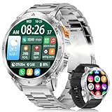 LIGE Smartwatch Herren mit Telefonfunktion Taschenlampe,1,56' AMOLED Smart Watch mit SpO2/Herzfrequenz/Schlafmonitor,100+ Sportmodi,530mAh Batterie, IP68 Wasserdicht Fitnessuhr für Android iOS,Silber