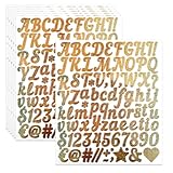 8 Blätter Buchstaben Zum Aufkleben Buchstaben Aufkleber Klebebuchstaben Zahlen Aufkleber Selbstklebende Groß Klein Buchstaben Aufkleber Abschluss Kappe Aufkleber Für Schilder Diy Scrapbooking(Gold)