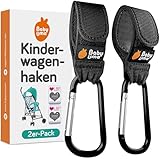 Baby Uma Kinderwagen Haken für Taschen (2er-Pack) - Universelles Kinderwagen Zubehör, Karabinerhaken Groß & Rutschfest, 5 kg Belastbarkeit pro Karabiner