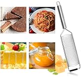katmerio Premium Zester Reibe (30x6cm) Muskatnussreibe, Zitronenreibe, Ingwerreibe, Hochwertige Parmesanreibe, mit messerscharfen Edelstahl Klingen