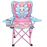 Halinuia Campingstuhl Kinder von 3 bis 10 Jahren,Klappstuhl mit Getränkehalter,Kinder Gartenstuhl Anglersessel Faltbar mit Schmetterling Muster,Tragbar Picknickstuhl für Camping,Angeln,Outdoor