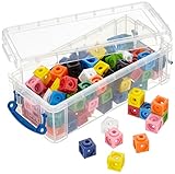 Dick-System 170100 100 Steckwürfel 10-farbig in der Box, Kantenlänge 1,7 cm