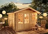 Alpholz Gartenhaus Palermo Gartenhaus aus Holz, Holzhaus mit 28 mm Wandstärke, Blockbohlenhaus, Natur