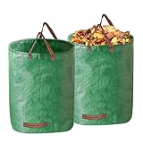 2X 272L Gartenabfallsack,Gartensack Laubsack，Laubsäcke Rasenschnitt，Gartensack mit Griffe, Selbststehend, Wasserdicht,Grünschnittsäcke faltbar für Gartenabfälle und Grünschnitt (2 X 272L)