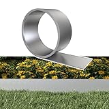 NAIZY Rasenkante Metall, 10m Beeteinfassung 15cm Hohe Mähkante mit Verzinkt Verbindung & Gezackte Kanten Beetumrandung DIY Flexibel Schneibar Gartenpalisade, Silver