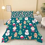 Bettdecke 240x260,Weihnachtsbaum Steppdecke 4 Jahreszeiten Vierjahreszeiten Ganzjahresdecke Bettdecken - Schneemann Bettdecke Ohne Bezug Waschbar mit 2 Kissenbezug 80x80cm Weihnachtsmann - DF102