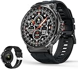 Micmetago AngLink smartwatch Herren mit Telefonfunktion – Fitnessuhr mit 1,85' Touchscreen, Pulsmesser, Schrittzähler & Schlafmonitor – wasserdichte Sportuhr für Android & iOS (Schwarz)