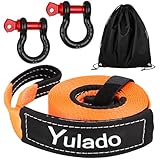 Yulado Abschleppseil Auto 10T, 5m x 5cm Abschleppgurt, mit Hohe Festigkeit' Schäkel Einer Bruchfestigkeit von 26,455 LBS, 1 Schwarze Aufbewahrungstasche, Pkw Abschleppseil, Auto, LKW,Wohnmobil,SUV
