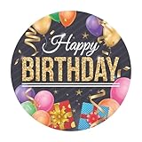 Dekora, Happy Birthday Essbare Oblate, Geburtstagskuchendeko für Kinder, Runder Cake Topper 20 CM