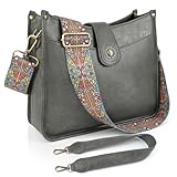 VIMUTI Handtasche Damen Mittelgroß Umhängetasche Crossbody Bag mit Breiter Gurt Schultertasche Hobo Bag veganem Leder Tasche 2 Schulterriemen Kartenschlitz Reisetasche