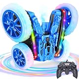Ferngesteuertes Auto für Kinder, Cool Lights 360° Spin Double Sided Flips RC Autos, Outdoor 4WD Off Road Stunt Car, Spielzeug für Jungen Mädchen Alter 6-12 Geburtstag Geschenk Blau