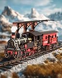 Rolife 3D Puzzle - Modelleisenbahnen Erwachsene Holzpuzzle, Holz Modellbau Wood Trick Woodcraft Heimdekoration Geschenke für Teenager(Steam Journey)