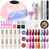 COSCELIA 8 Farben Thermo Nagellack Farbwechsel Gel Set mit 24W UV+LED Nagellampe 8ml UV Nagellack Chameleon Gel Polish Farbwechsel Gelnägel farben