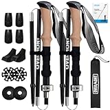 Overmont Wanderstöcke 7075 Aluminium Ultraleicht faltbar verstellbar 105-125CM Trekkingstöcke Nordic Walking Stöcke 1 Paar mit All Terrain Zubehör