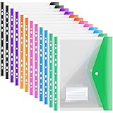 BLASHRD 12 StüCke A4 Kunststoff Aktenordner, Erweiterbare A4 Erweiterbare Gestanzte für A4 Ordner, mit Druck Knopf Verschluss und Etiketten Tasche