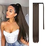 FESHFEN Pferdeschwanz Haarteil 70cm Glattes Kunsthaar Haarteil Zopf Haarverlängerung für Frauen 150g
