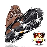 Steigeisen für Bergschuhe mit 26 Edelstahl Zähne, VANPO Anti-Rutsch Schuhkrallen, Eisspikes, Schneekette, Grödel, Spikes für Klettern Bergsteigen Trekking High Altitude Winter Outdoor Schnee EIS (XL)
