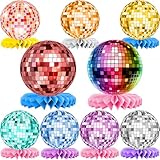 WUIOWPPIC 9 Stück Disco Deko Tischaufsätze Geburtstag Bienenwabe Disco Party Tischaufsätze Disco Beat und Rock n Roll Deko Discokugel Party Deko Hip Hop Tisch Deko für 70er 80er Geburtstag Party Deko