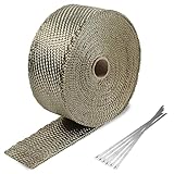 Hitzeschutzband für Auspuff - 15 m Titanium Thermoband mit 12 Edelstahlkabelbindern
