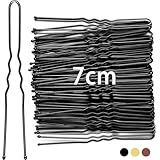 Mbsomnus 50 Stück Haarnadeln, 7cm U-förmige Haarnadel Bobby Pins Metall, Haarspangen Haarklammer für Damen Mädchen Frauen Haarzusätze Friseursalon (Schwarz)(Gold) (Braun)