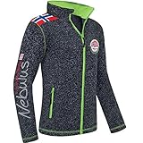 Nebulus Herren Fleecejacke NORKY, warme Fleece Jacke, mit langem Full-Zip Reißverschluss, Navy meliert - XL