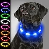 Joytale Leuchthalsband Hund USB Aufladbar Hundehalsband Leuchtend für Große Mittel Kleine Hunde und Welpe, Led Halsband mit 3 Modi für Sicherheit, Blau