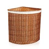 Lycce Wäschekorb mit Deckel 125 l Eckwäschekorb Weide natur Gr. 2