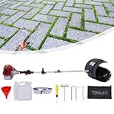 Benzin Motorbesen Besen Schneefr, 1700W/2.3PS 52CC 2 Takt Handheld Benzin Motorbesen Kehrmaschine Schneeräumer Sweeper Straße Fegen Tool