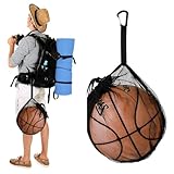 Nogeqi Ballnetz für Rucksack, 40 x 33 Tragbare Basketball Tasche Fussball Netz, Ballsack Sports Ball Netztasche Verstellbarem Zugband für Volleyball Handball