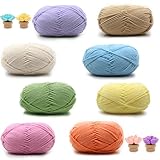 Häkelgarn, 8 Stück Chunky Häkelgarn für Anfänger, Wolle zum Häkeln, Enthält Milchbaumwollgarn, 50g Handstrickgarn, 8 Farben, für Anfänger Crochet Yarn für Häkeln Stricken und Handwerk