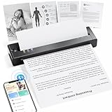 Mobiler Drucker A4 für Unterwegs, Tragbarer Drucker Unterstützt das Format A4/A5/B5, Kleiner Kabelloser Portable Printer Kompatibel mit Phone & Laptop, Bluetooth Thermodrucker A4 für Büro & Reisen