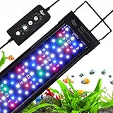 AQQA Aquarium LED Beleuchtung,18W Vollspektrum 24/7 Modus Aquarium Licht,Einstellbare Timer Helligkeit Aquarium Lampe,Aquarium Pflanzenlicht mit Ausziehbarer Halterung,für 45-60cm Fischtank