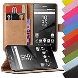 Eximmobile - Book Case Handyhülle für Sony Xperia XA2 in Braun mit Kartenfächer | Schutzhülle aus Kunstleder | Handytasche als Flip Case Cover | Handy Tasche | Etui Hülle Kunstledertasche
