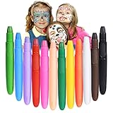 URAQT Schminkstifte Kit, 12 Farben Waschbar Kinderschminke Gesichtsfarben Set, Sicher und Ungiftig Körperfarben, Face Paint Bodypaint Schminkset für Halloween Make-up Geburtstag Karneval(A)
