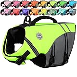 VIVAGLORY Sports Style Hundeschwimmweste, Rettungswesten Für Hunde Bootfahren, Auftrieb & Schwimmhilfe, Schwimmweste, M, Neon-Gelb