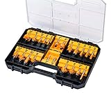 Dewalt Fräser-Set 22 tlg. (Nutfräser, Zinkenfräser, Hohlkehlfräser, in Aufbewahrungsbox mit Klarsichtdeckel) DT90017-QZ
