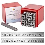 PandaHall Elite 36 Pcs Brief- und Nummernstempel-Set Alphabet A bis Z und Nummer 0 bis 9 Eisendichtung Schlagwerkzeuge 4mm Zeichen zum Stempeln von Metall, Schmuck, Leder, Holz